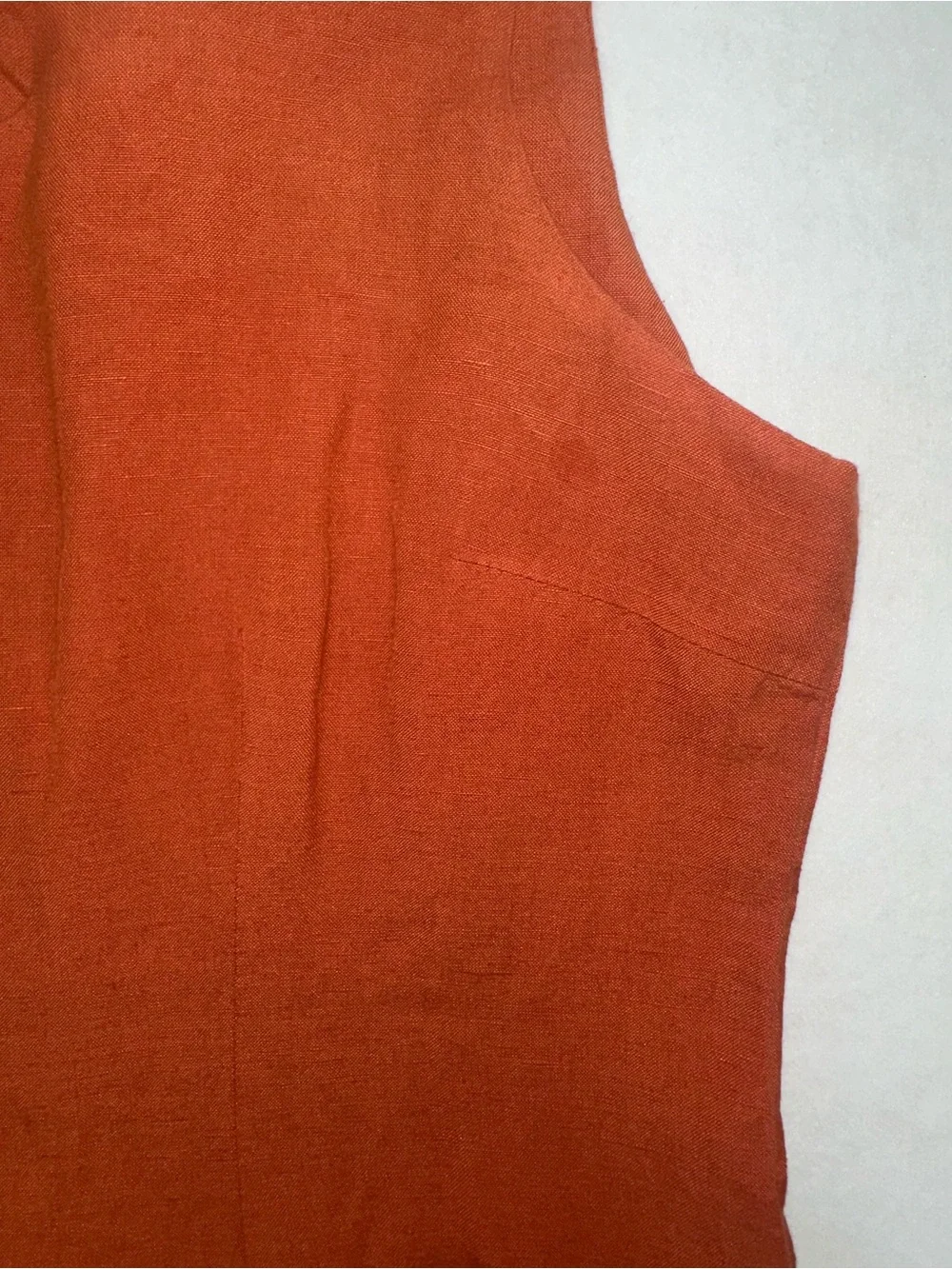 Vintage 90s Terracotta Linen Dress Set 2 Pc Sheath & Jacket Rust Orange Sz 12